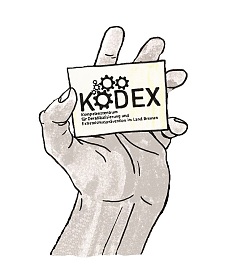 eine Hand hält eine KODEDX Visitenkarte